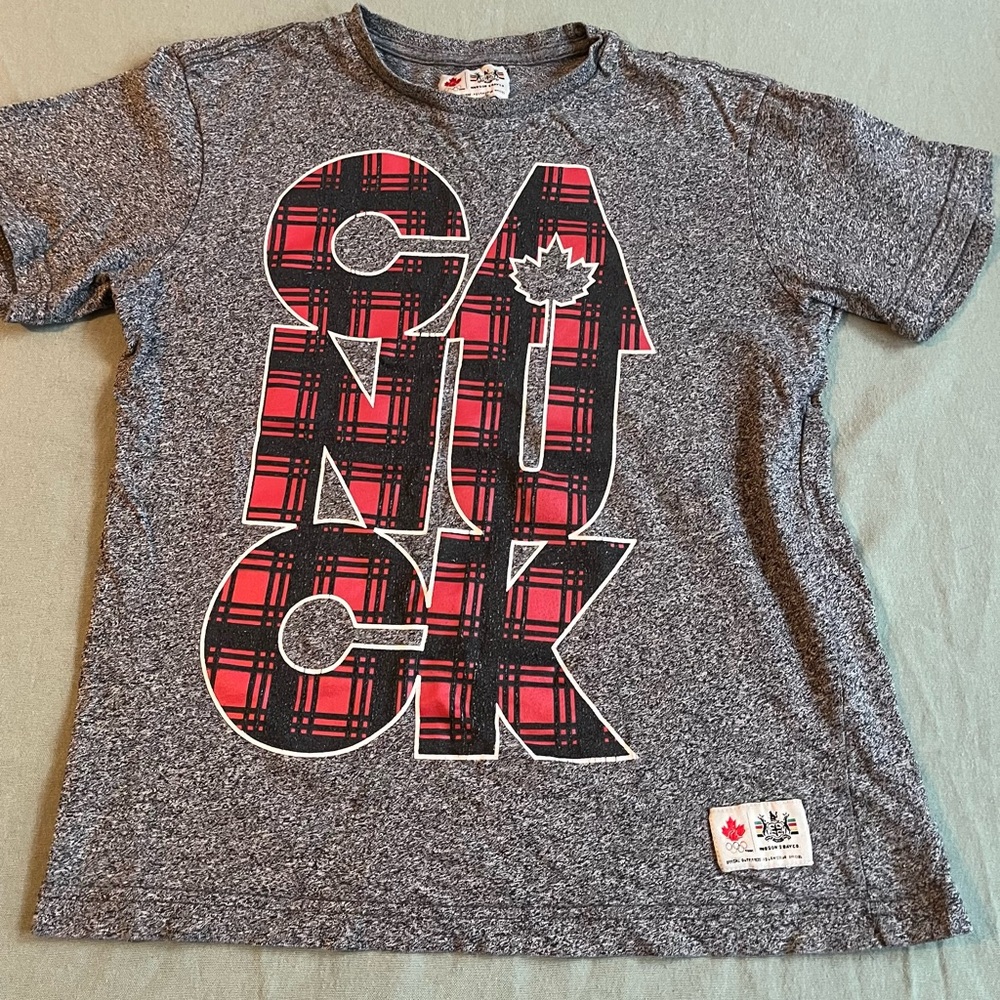 Gray and Red Team Canada Canuck Olympic Graphic Kids T-Shirt
